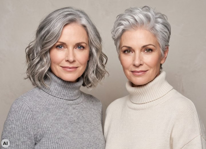 Graues Haar und wei&szlig;es Haar