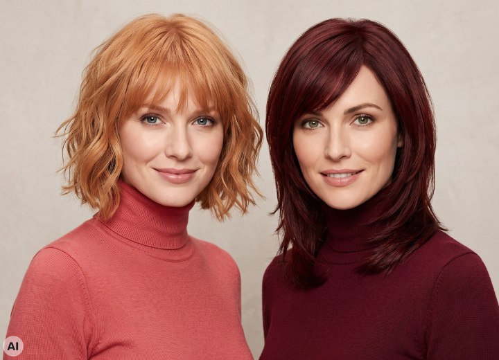 Helles rotes Haar und dunkles rotes Haar