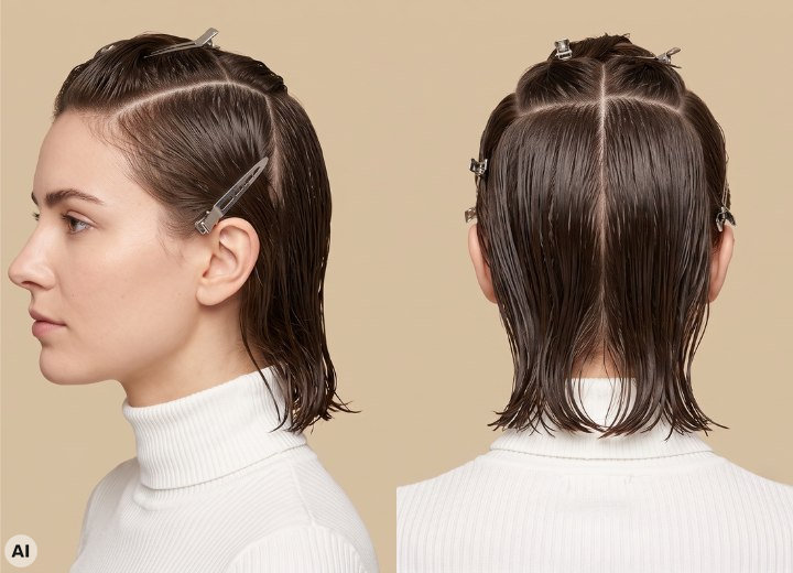Haare abteilen zum F&ouml;hnen
