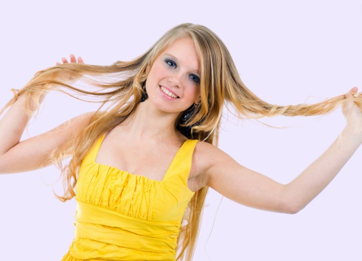 Lange Frisur für ein Teenager-Mädchen
