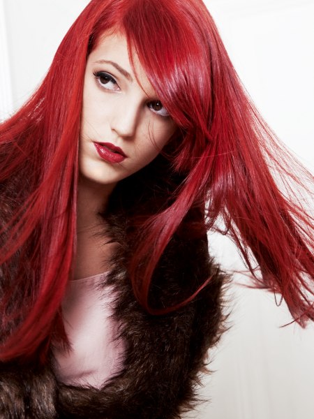Langes und glänzendes rotes Haar