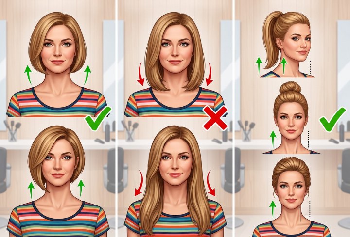 Frisuren f&uuml;r Frauen mit kurzem Hals