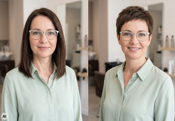 Haar-Umstyling von lang auf kurz f&uuml;r Frauen ab 50