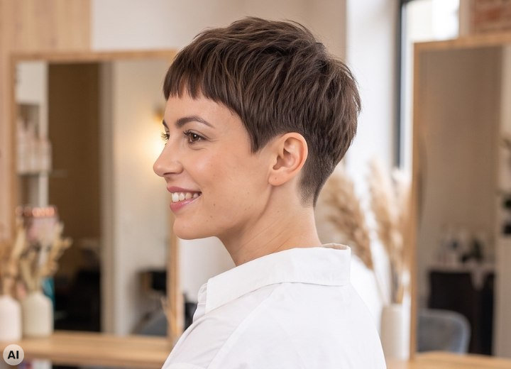 Kurzhaarfrisur mit ausrasiertem Nacken f&uuml;r Frauen