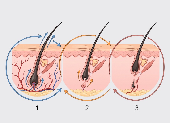 Die 3 Phasen eines Haarfollikels