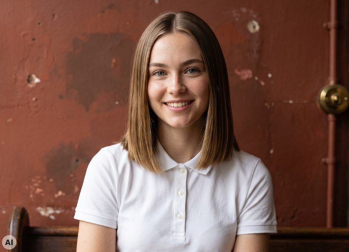 M&auml;del, das ihr mittellanges Haar als Preppy Bob tr&auml;gt