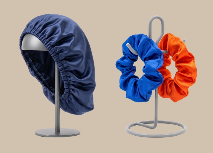 Schlafhaube aus Seide und Seiden-Scrunchies